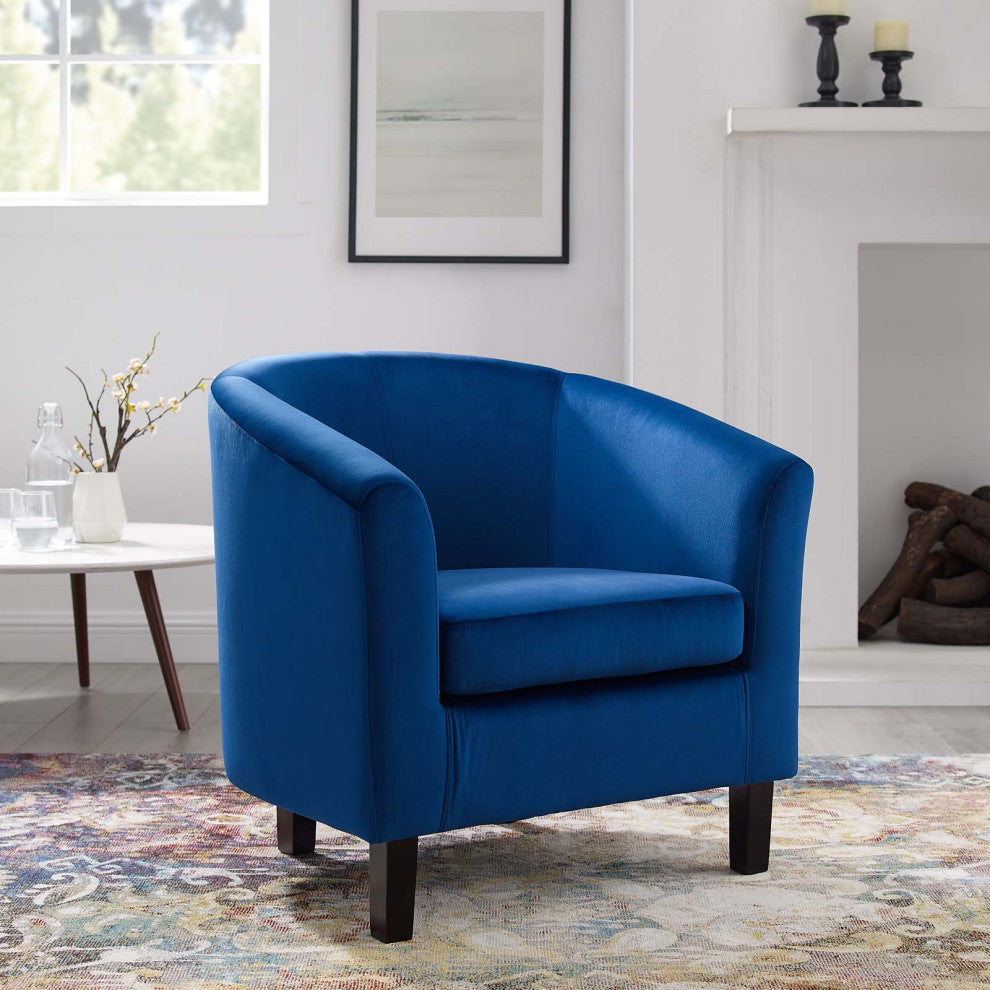 Armchair Accent Chair, Velvet, Blue Navy, Modern, Living Lounge Hospitality