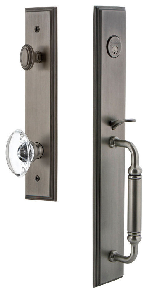 Carre' 1-Piece Dummy Handleset, C Grip and Provence Knob, Antique Pewter, 849145