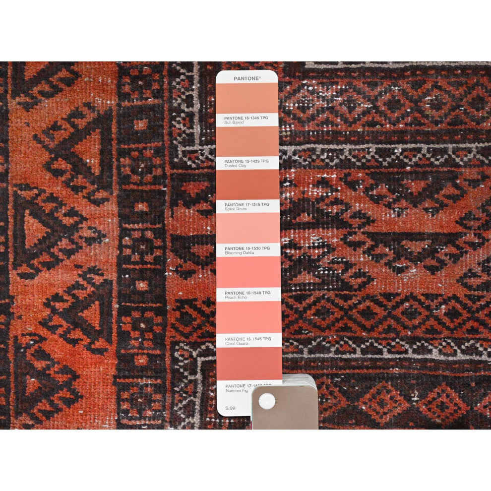 Sunset Colors Vintage Persian Baluch Hand Knotted Pure Wool Rug, 3'7"x6'5"