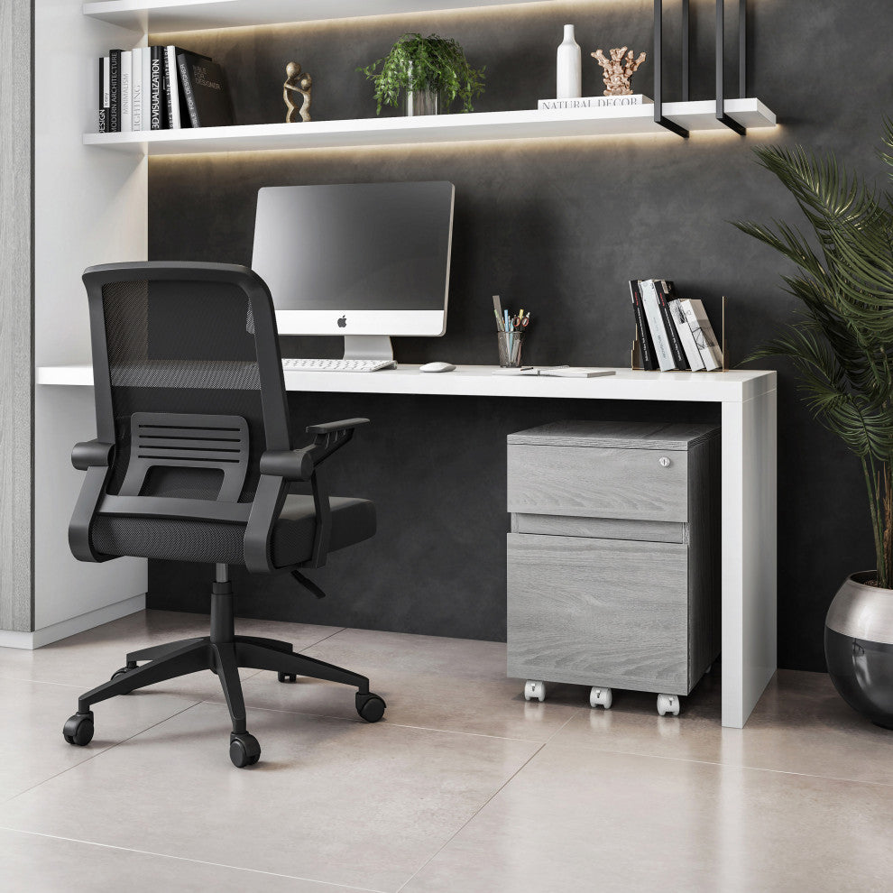Techni Mobili Rolling 2-Drawer Vertical Filing Cabinet, Gray