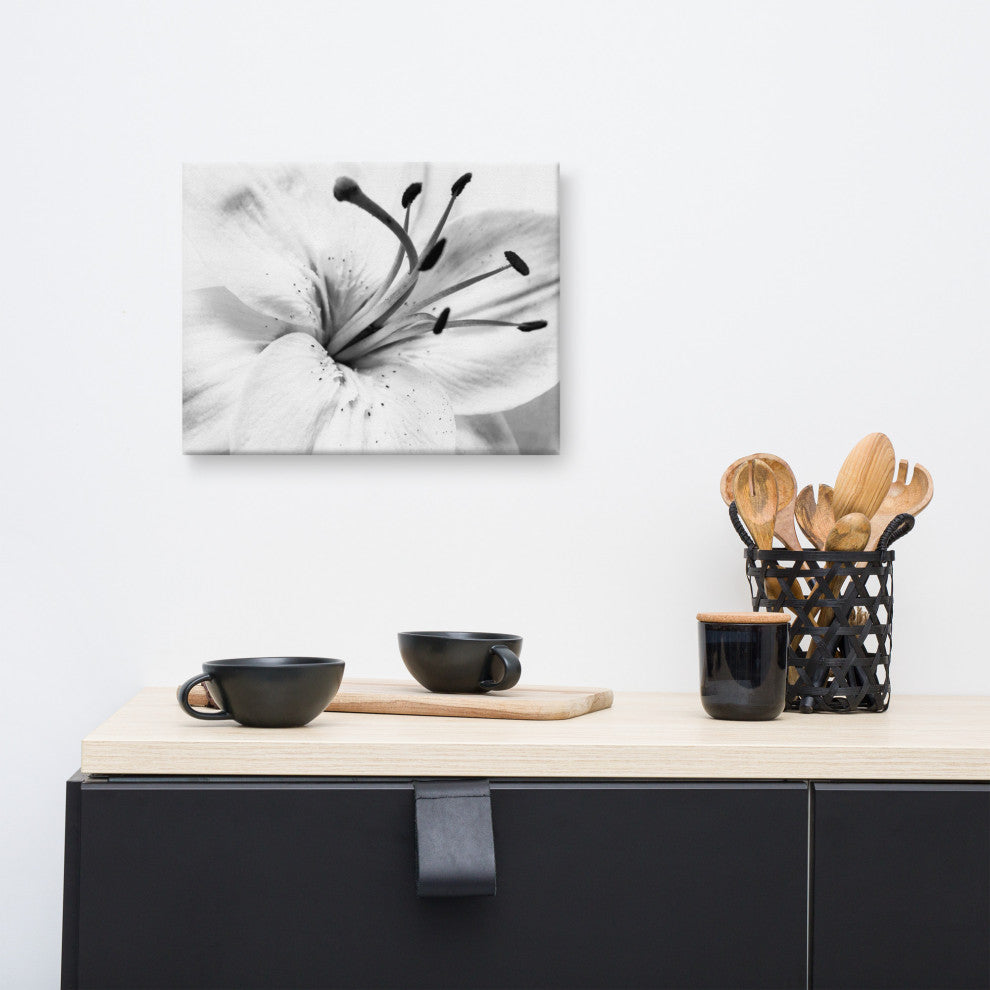 Grey Floral Canvas: High-key Lily Floral Nature Photo Wall Art Print, 12" X 16"
