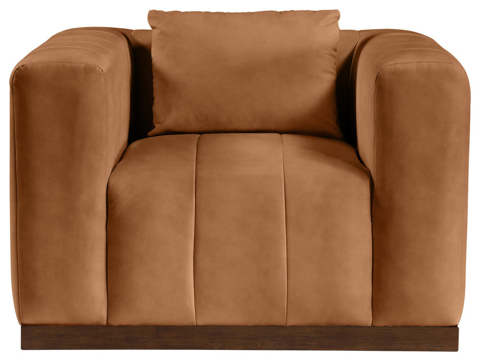 Mallina Upholstered Chair, Cognac, Vegan Leather