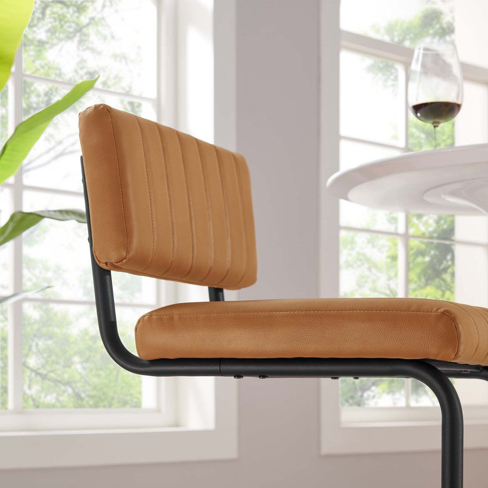 Parity Vegan Leather Bar Stools, Set of 2, Black Tan