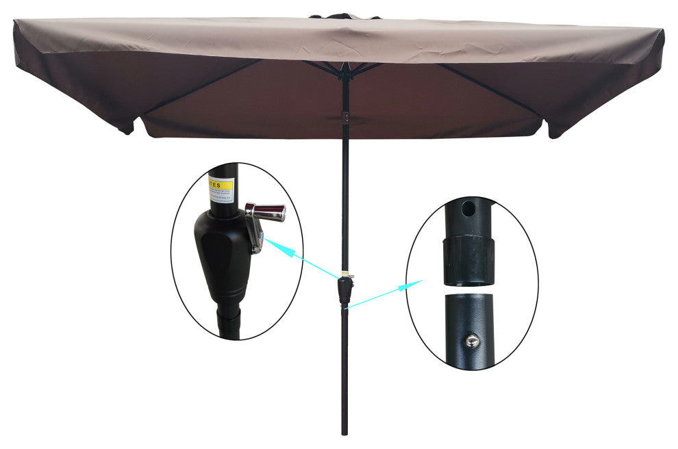 10x7' Outdoor Patio Market Umbrella With Push Button Tilt and Crank, Chocolate