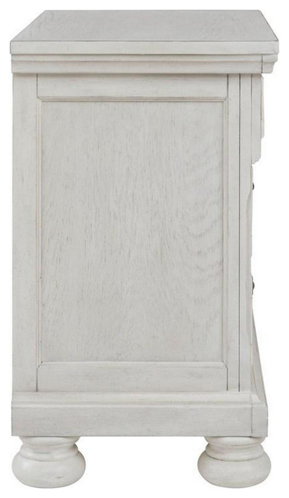 Benzara BM283314 30" Casual Nightstand, Wood, 2 Drawers, Pull Out Tray, White
