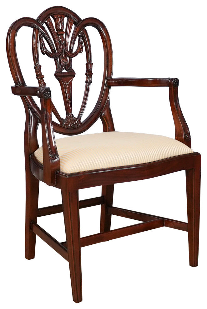 Oval Back Inlaid Arm Chair
