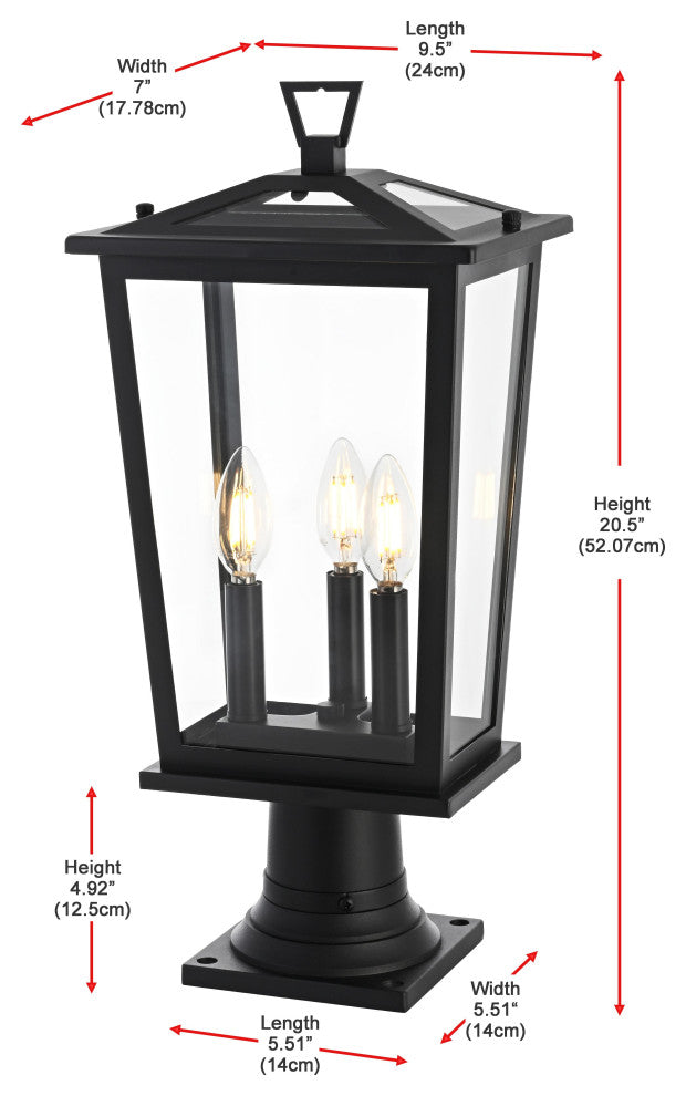 Home Living 9.45" Outdoor Post Light, Black