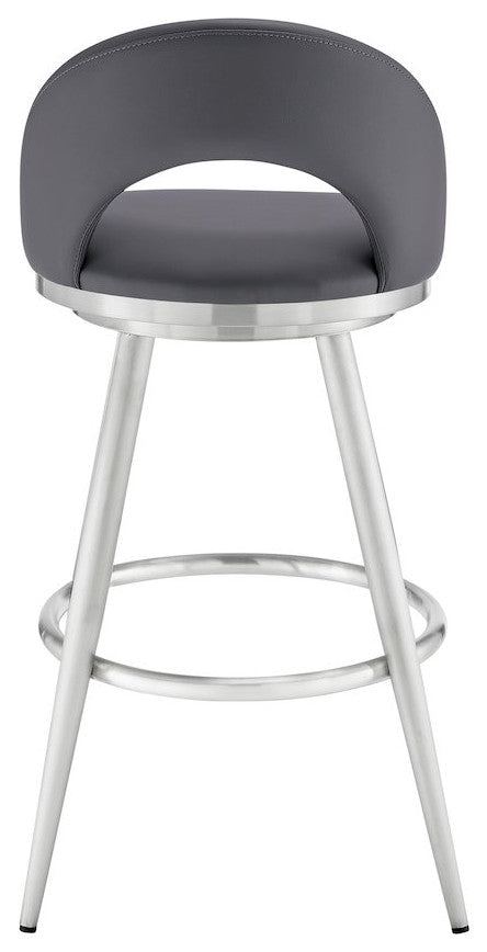 Charlotte Swivel Counter or Bar Stool in Faux Leather and Metal