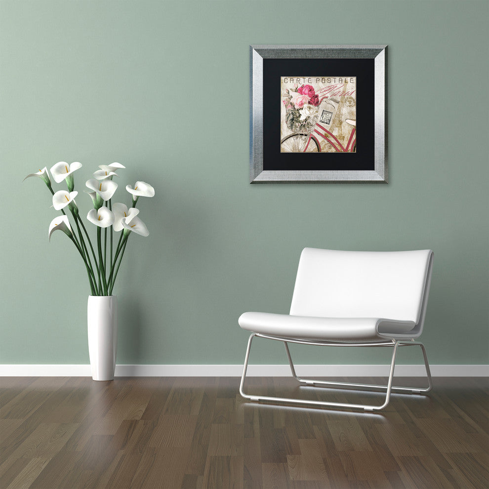 Color Bakery 'Postale Paris I' Art, Silver Frame, Black Matte, 11"x11"