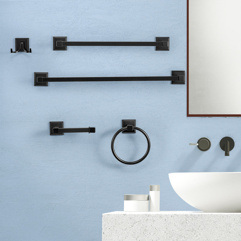 Vanity Art 5-Piece Bathroom Hardware Set, Matte Black