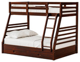 Furniture of America Tomi Wood Twin over Full Storage Bunk Bed in Dark Walnut