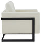 Modrest Prince Contemporary White Fabric + Black Metal Accent Chair