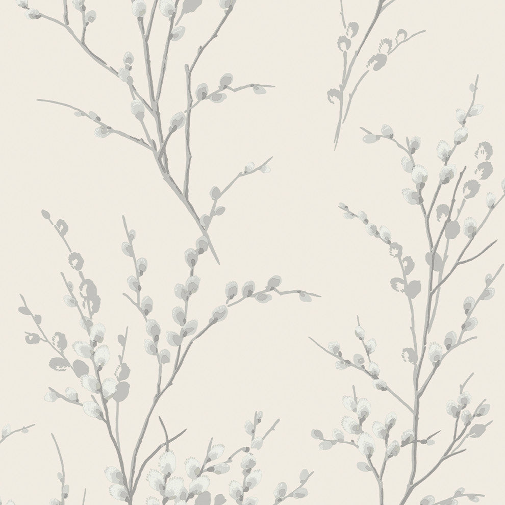 Laura Ashley Willow Wallpaper, Off White/Steel