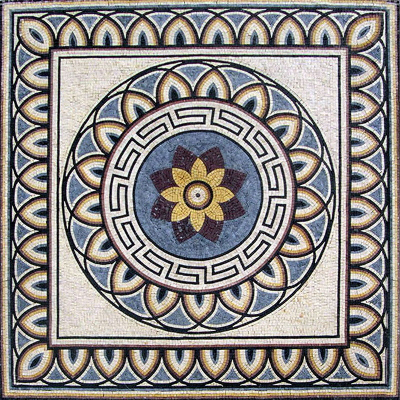 Greco-Roman Flower Mosaic - Aquila, 24"x24"