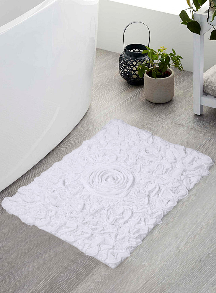 Bellflower Bath Rug, 17"x24", White