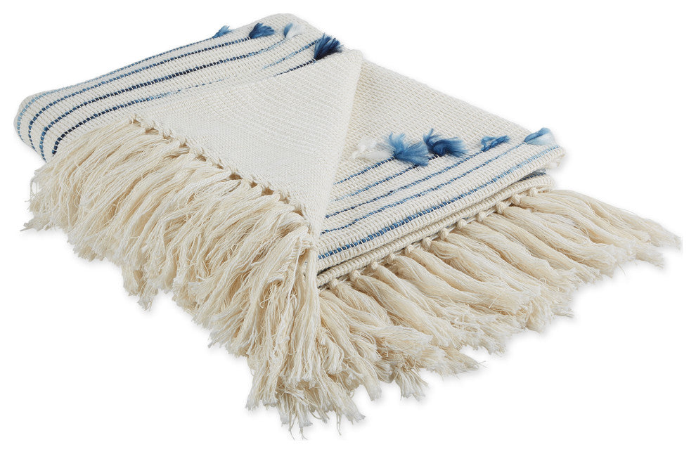 French Blue Diamond Cut Throw