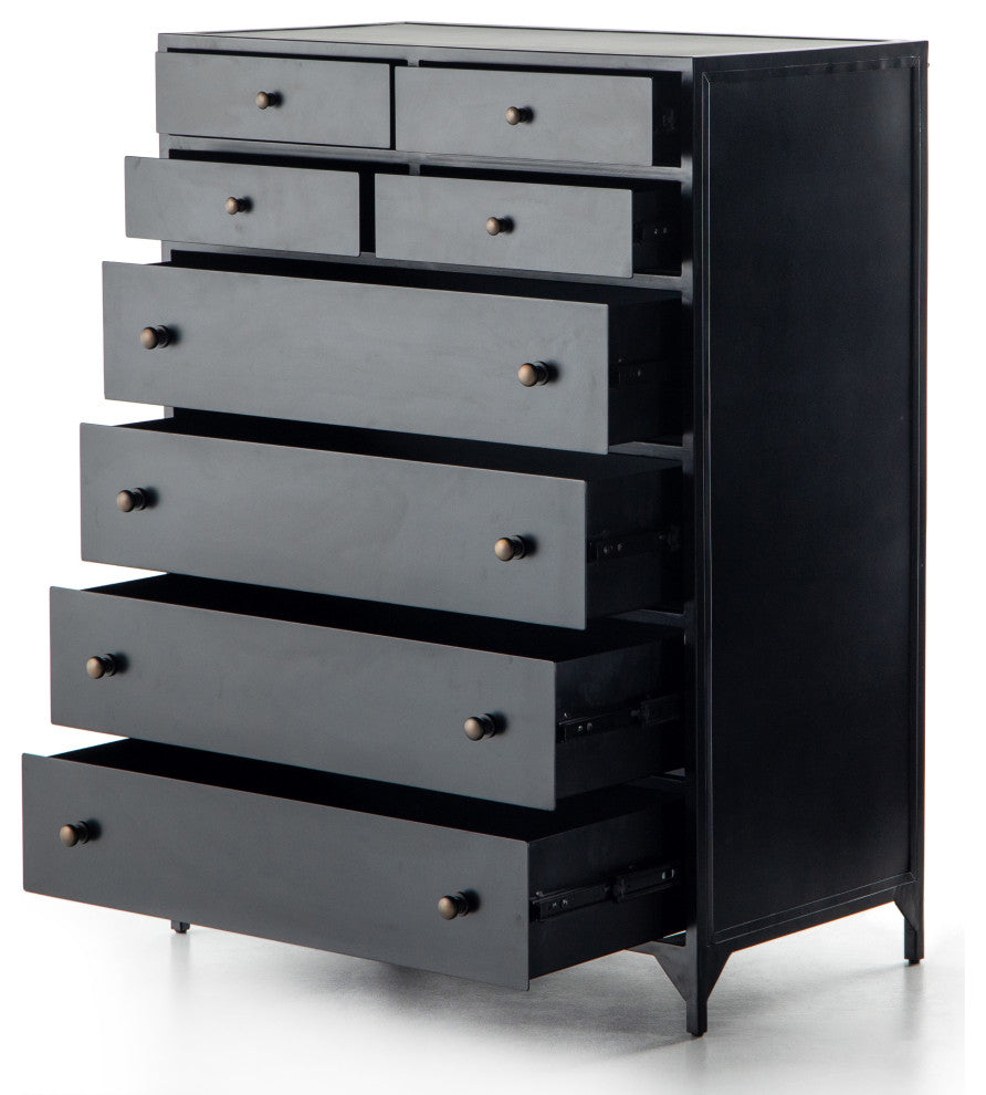 Belmont 8 Drawer Tall Dresser, Black