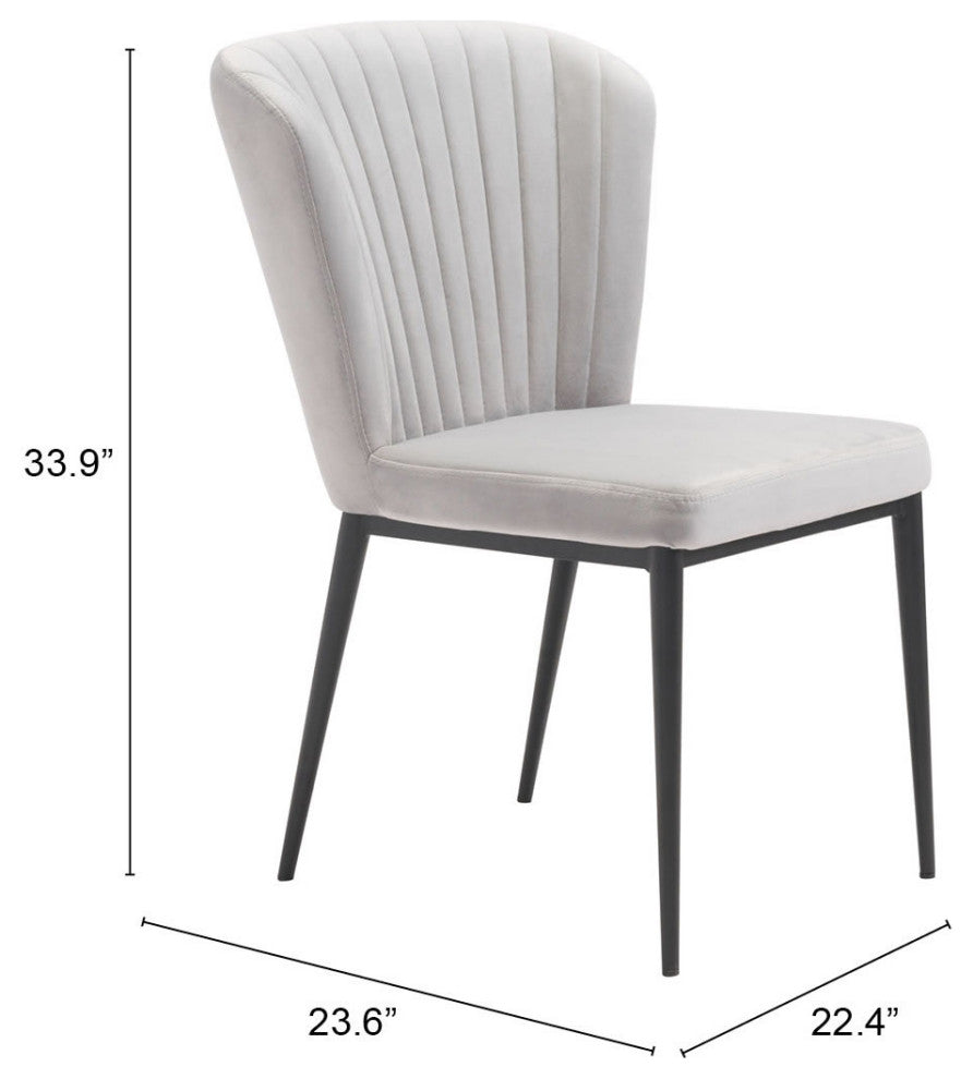 Dining Chair, Set of 2, Steel Metal, Fabric, Gray, Black, Cafe Bistro