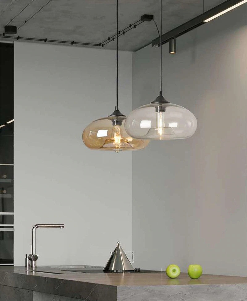MIRODEMIÂ® Tourrettes-sur-Loup Loft Glass Pendant Lamp, Amber