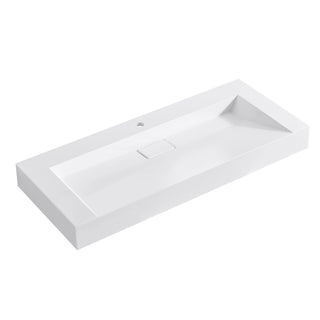 Vera Composite Granite Stone Console Bath Vanity Sink, White, 47.4"l X 19.7"w