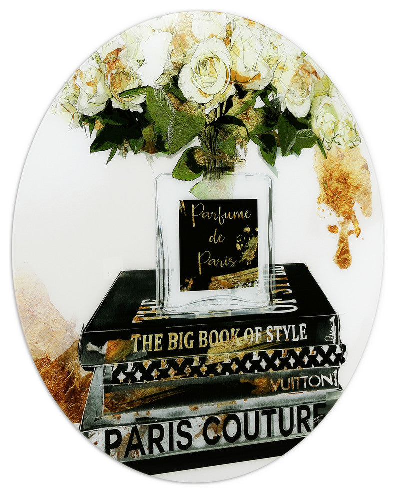 "Big Book of Style" Frameless Free Floating Tempered Glass Panel Graphic Art