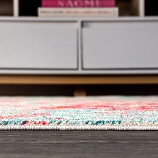 Contemporary POP Modern Abstract Area Rug, Blue/Red, 5 X 8