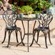 GDF Studio Nassau Outdoor Vintage Style Cast Aluminum Bistro Set with Tulips