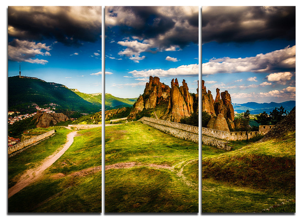 "Belogradchik Fortress and Cliffs" Art Print Canvas, 3 Panels, 36"x28"