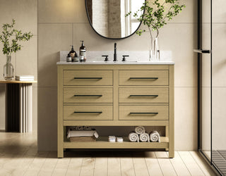 Home Living 42" Single Bathroom Vanity, Honey Brown With Backsplash