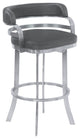 38" Gray Brushed Stainless Steel Bar Height Swivel Full Back Bar Chair