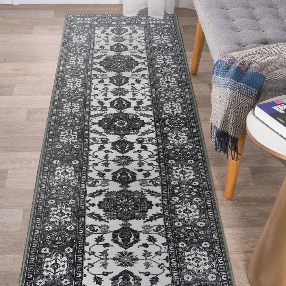 My Magic Carpet Washable Rug Ramage Gray, 2.5'x10'