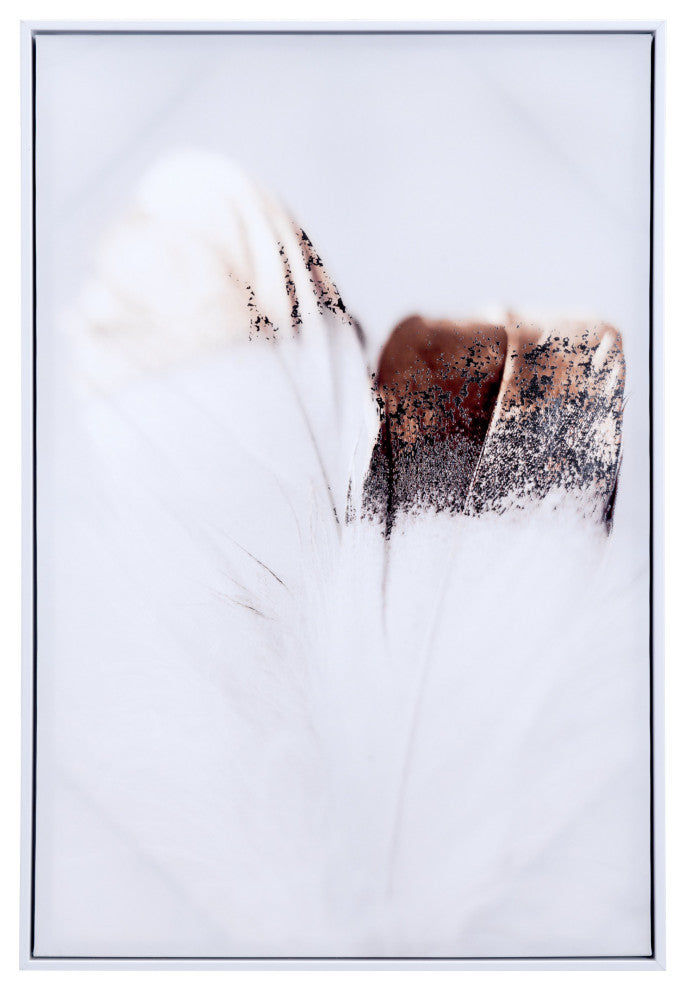Gold and White Lone Feather Painting