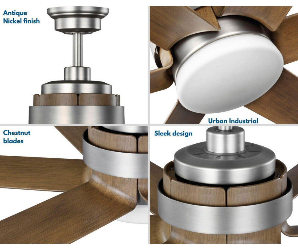 Kaysville 6-Blade Chestnut 56" DC Motor LED Urban Industrial Ceiling Fan