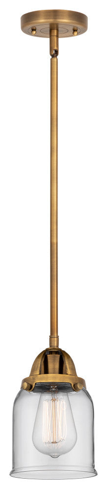 Small Bell Mini Pendant, Brushed Brass, Clear, Clear