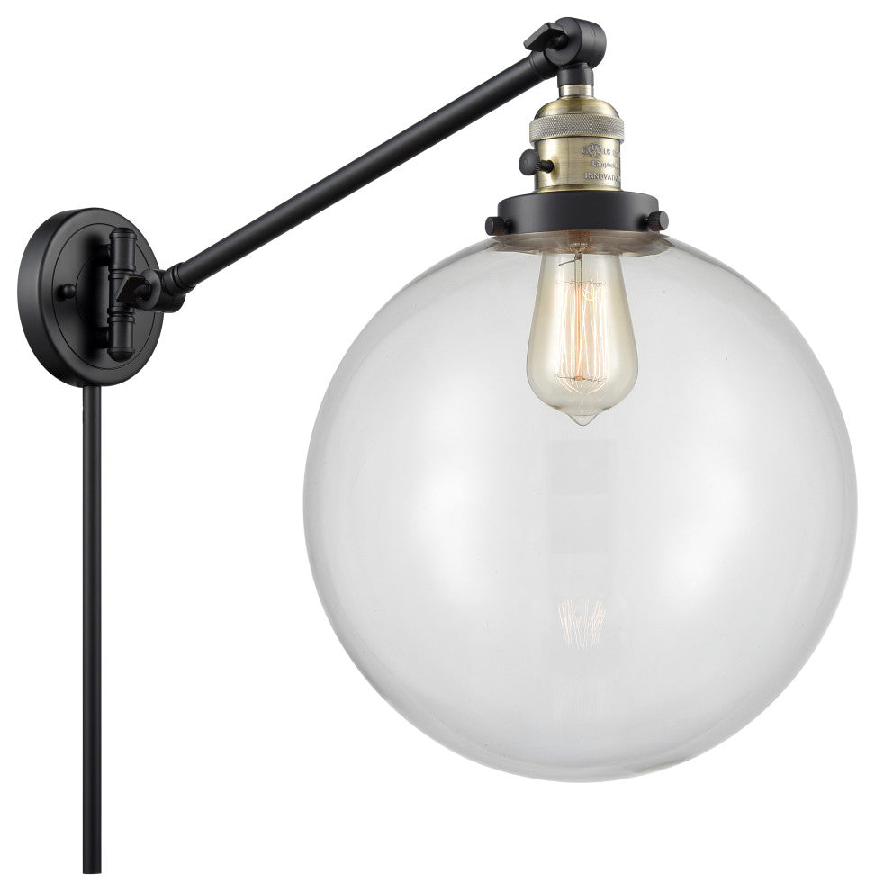 Beacon Swing Arm With Switch, Black Antique Brass, Clear, Clear