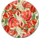 Seamless Red Flower Pattern, Floral Disc Metal Artwork, 11"