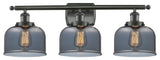 Large Bell 3-Light Bath Vanity-Light, Oil Rubbed Bronze, Plated Smoke