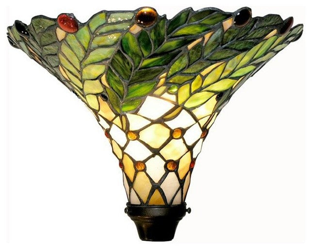 Tiffany-Style Green Leaf Torchiere Lamp
