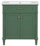 30 Inch Bathroom Vanity with Ceramic Basin, Soft-close Door, Green