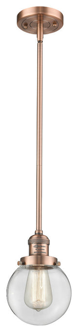 Beacon LED Mini Pendant, Antique Copper, Glass: Clear