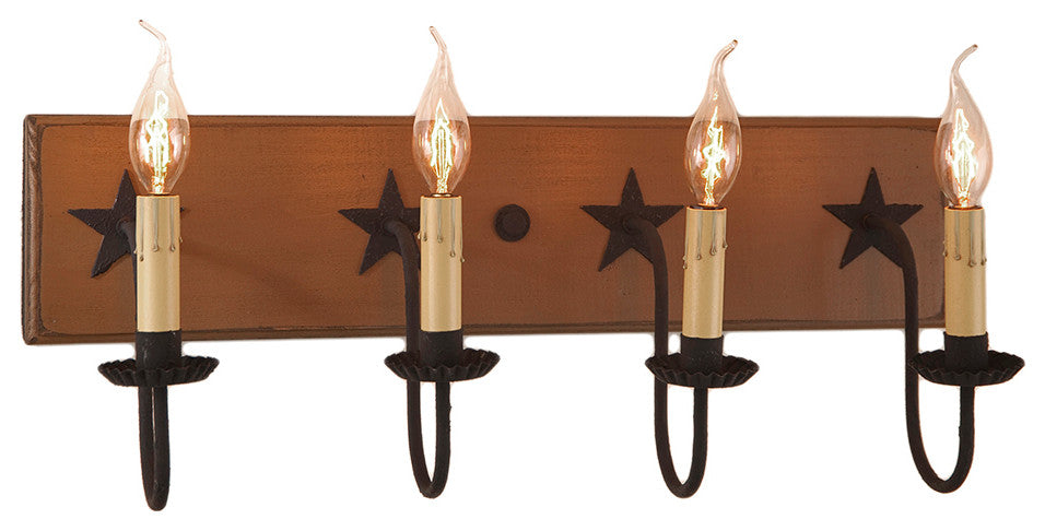 Four Arm Vanity Light with Stars in Sturbridge Mustard