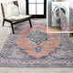Wincer Chenille Cottage Medallion Washable Rug, Orange/Gray, 4 X 6