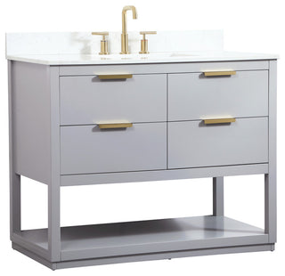 42" Single Bathroom Vanity, Gray, With Backsplash