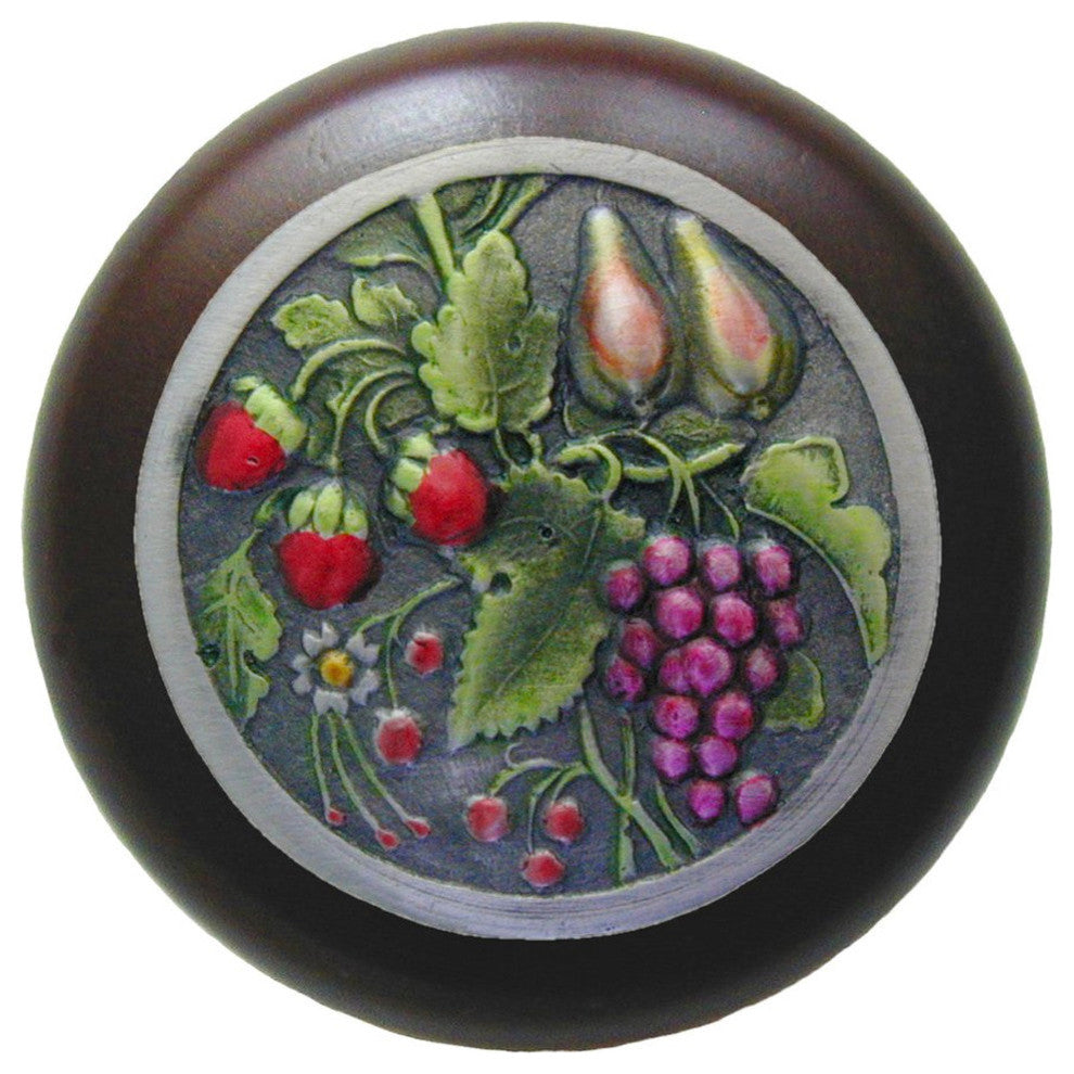 Tuscan Bounty Walnut Wood Knob, Hand-Tinted Pewter