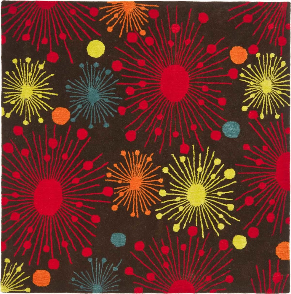 Safavieh Soho Soh747B Rug, Brown/Multi, 6'0"x6'0" Square