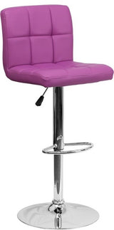 Estella Mid-Back Purple Quilted Vinyl Swivel Adjustable Barstool