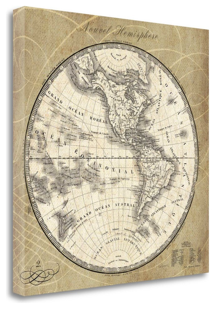 "French World Map III" By Sue Schlabach, Giclee Print on Gallery Wrap Canvas