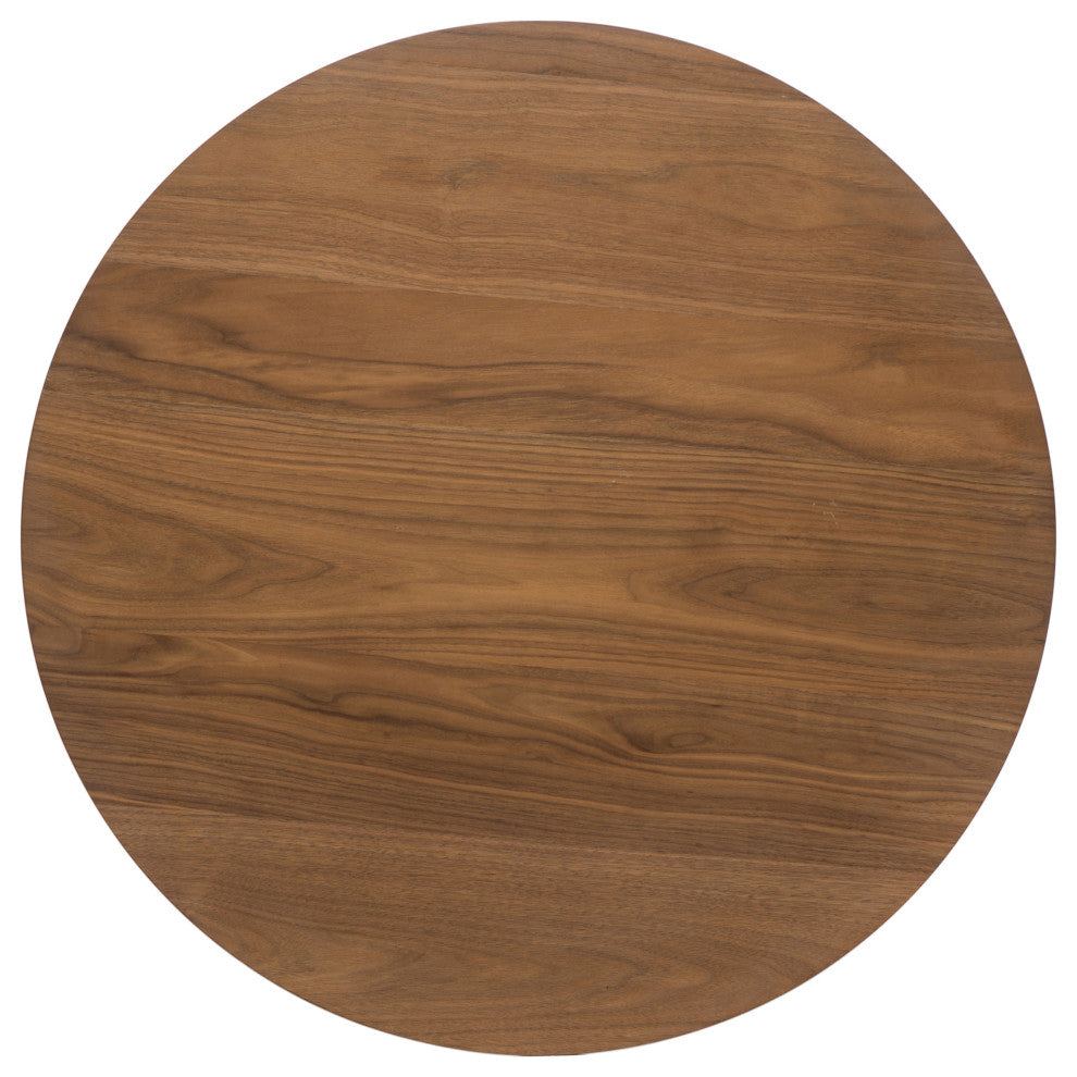 GDF Studio 5-Piece Simi Natural Walnut Finish Circular Bar Height Dining Set, Dark Gray