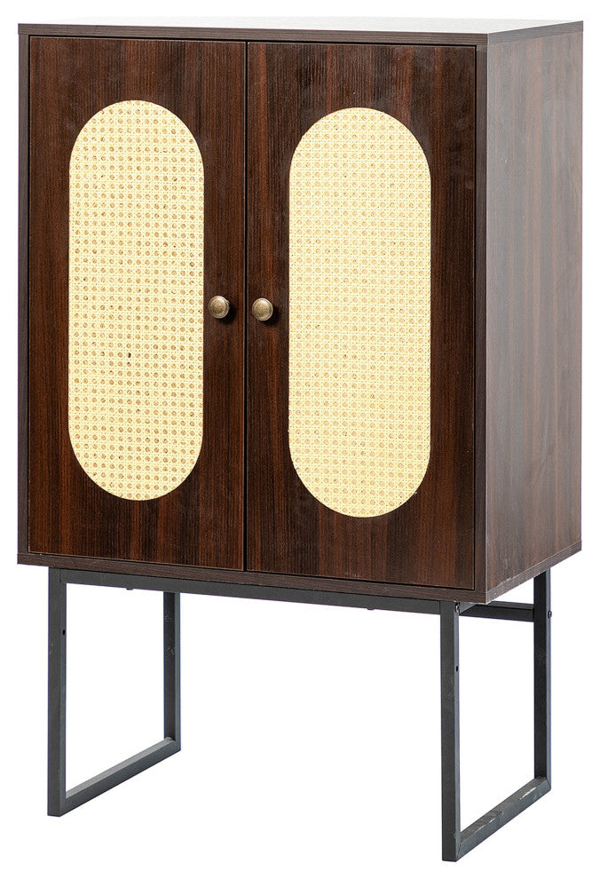 Wood Double Door Accent Cabinet with Interior Shelves , Espresso, 26'' X 15''