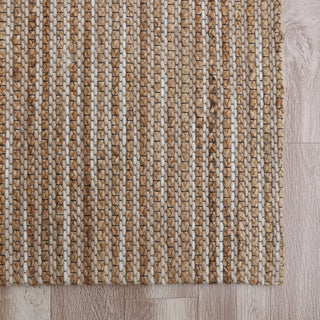 Crest Beige Rustic Striped Handmade Jute/Wool Blend Area Rug, 8' x 10'